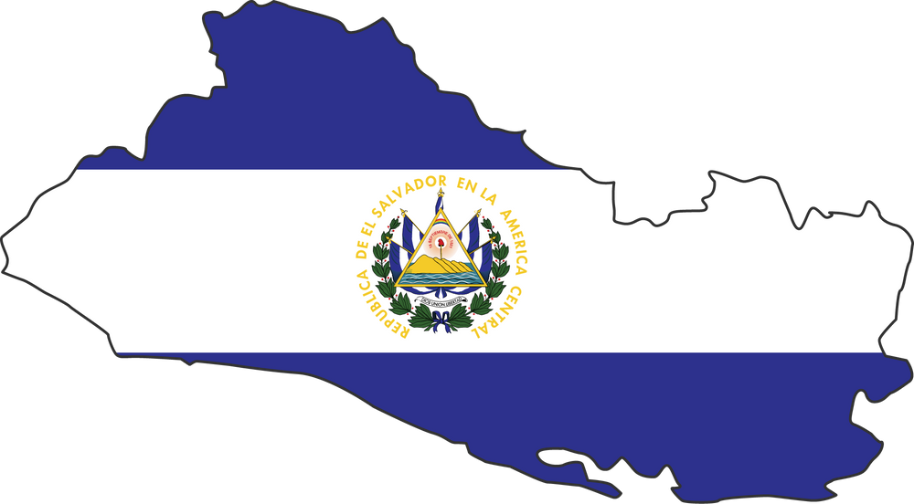 El Salvador map city vector style color of country flag.